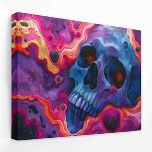 a painting of a skull on a wall