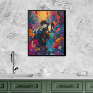 a painting of a bear in a colorful forest
