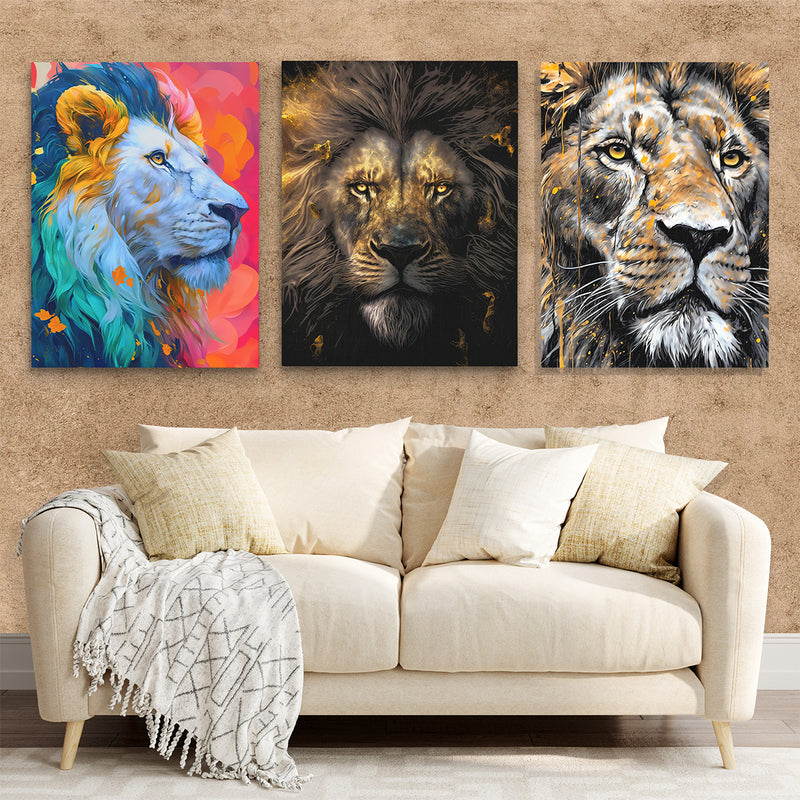 Luxury Lion & Lioness Wall Art Prints on Canvas