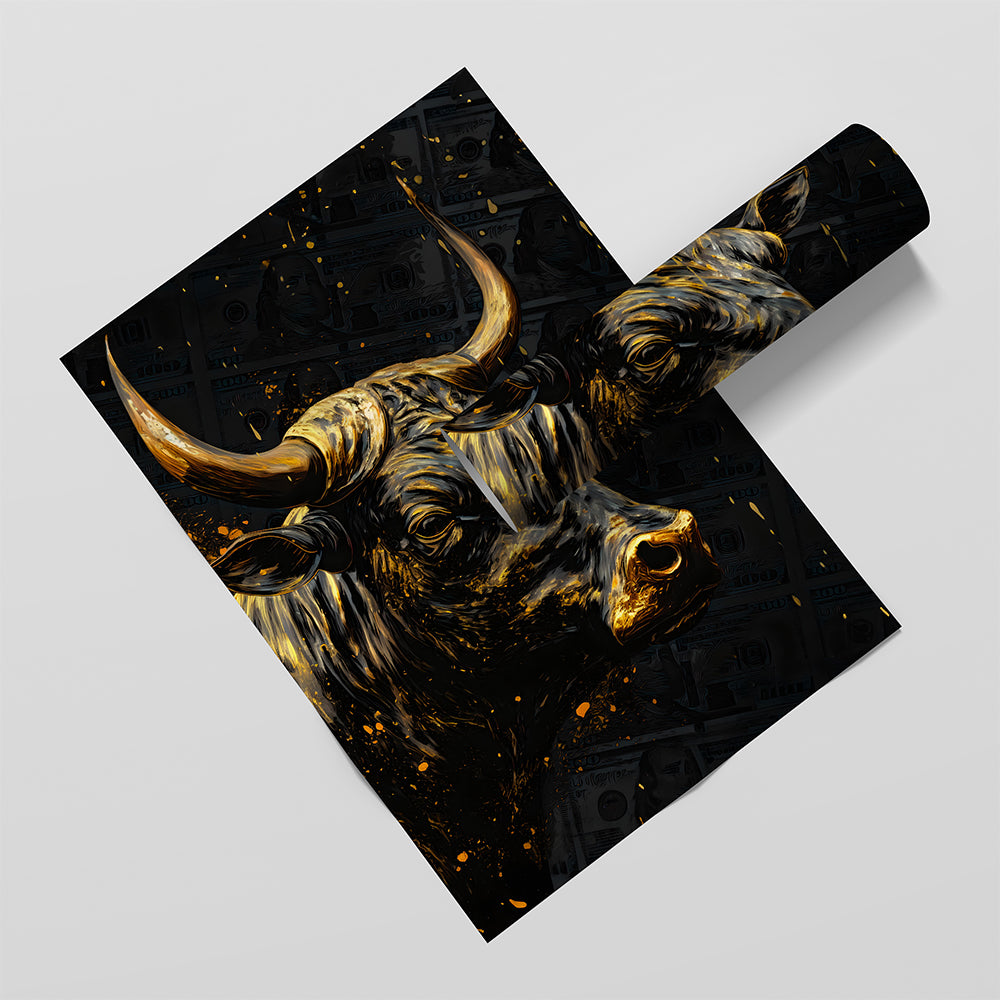 Wall Street Warriors Semi-Gloss Bull and Bear Art Set - Luxury Wall Art 