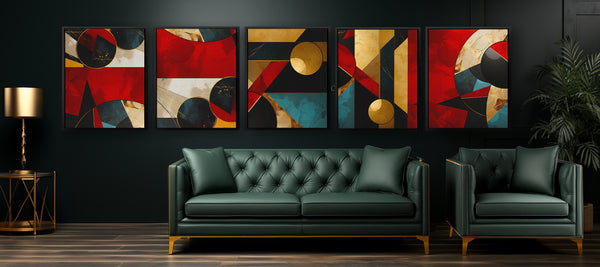 Expansive wall art featuring a vibrant landscape with bold colors