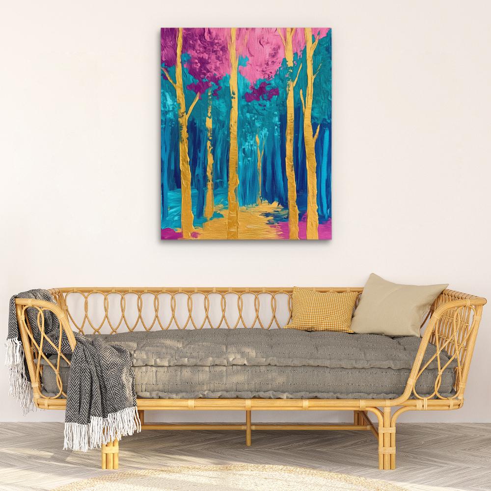 Surreal Gold and Pink Forest