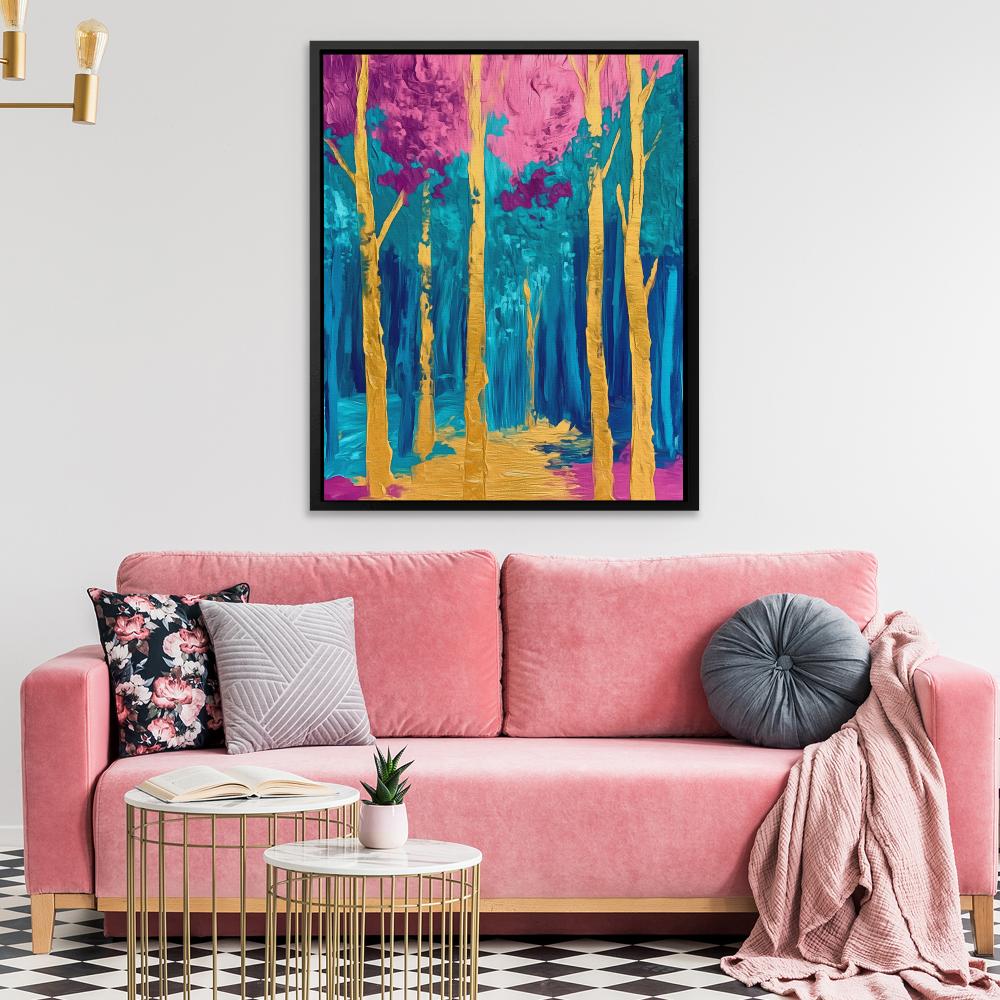 Surreal Gold and Pink Forest