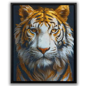 a painting of a tiger with yellow eyes