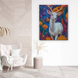 a painting of a deer in a room