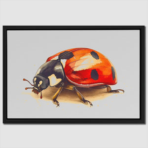 a painting of a ladybug on a gray background