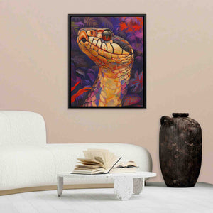 a painting of a snake in a living room