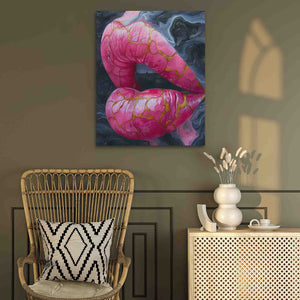 a painting of a woman's torso in pink