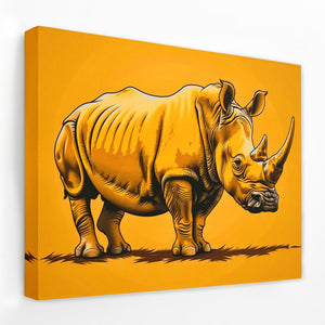 a painting of a rhino on a yellow background