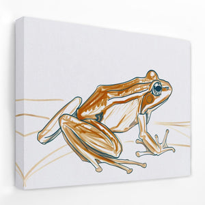 a drawing of a frog sitting on the ground