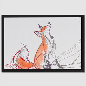 a drawing of a fox sitting on the ground