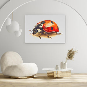 a painting of a ladybug on a white wall