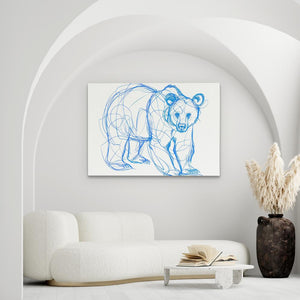 a drawing of a bear in a living room
