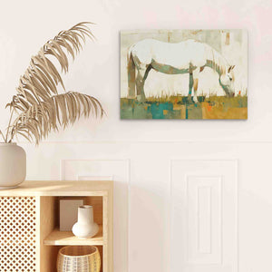 a painting of a white horse on a white wall