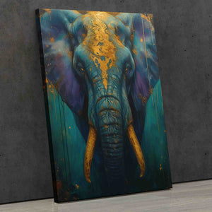 Ivory Sentinel - Blue Elephant of the Wild Print - Luxury Wall Art 