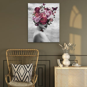 Rose Mind: Butterfly and Rose Abstract Wall Art - Luxury Wall Art 