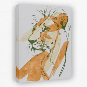 a painting of a lion on a white background