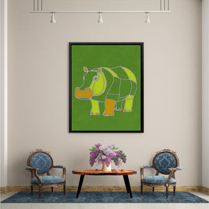 a picture of a rhinoceros on a green background