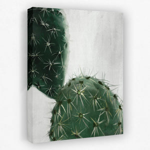 a green cactus on a white background canvas wall art print