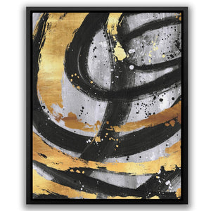 a painting with black and yellow paint on it