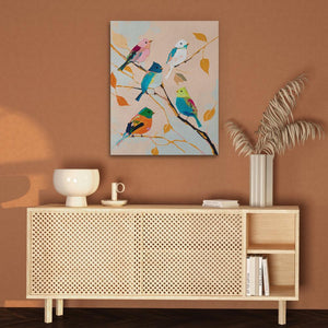 Birds in Wonderland: Colorful Bird Canvas Art - Luxury Wall Art 