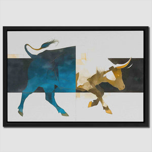 a painting of a bull and a bull on a wall
