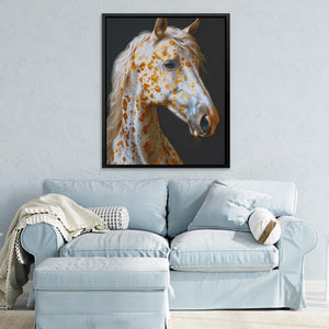 a painting of a horse in a living room