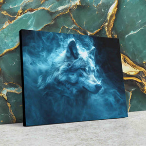 a painting of a wolf on a marble background