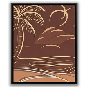 a painting of a beach with palm trees