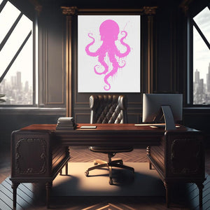 Pink Dancing Octopus: Whimsical Marine Canvas Art - Luxury Wall Art 