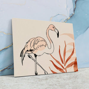 a painting of a flamingo on a wall