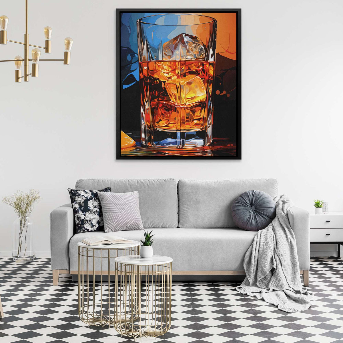Bar Abstract Whiskey Bar Painting for Cocktail Lover