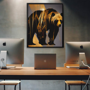 Abstract Black Gold Bear - Luxury Wall Art