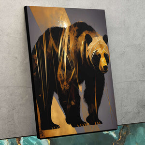 Abstract Black Gold Bear - Luxury Wall Art