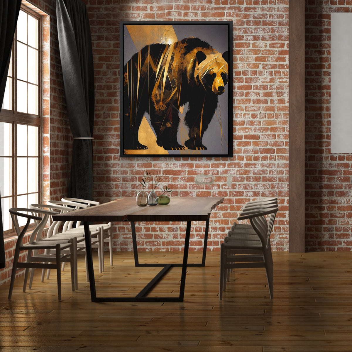 Abstract Black Gold Bear - Luxury Wall Art