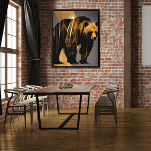 Abstract Black Gold Bear - Luxury Wall Art