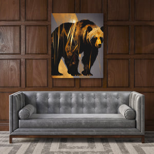 Abstract Black Gold Bear - Luxury Wall Art