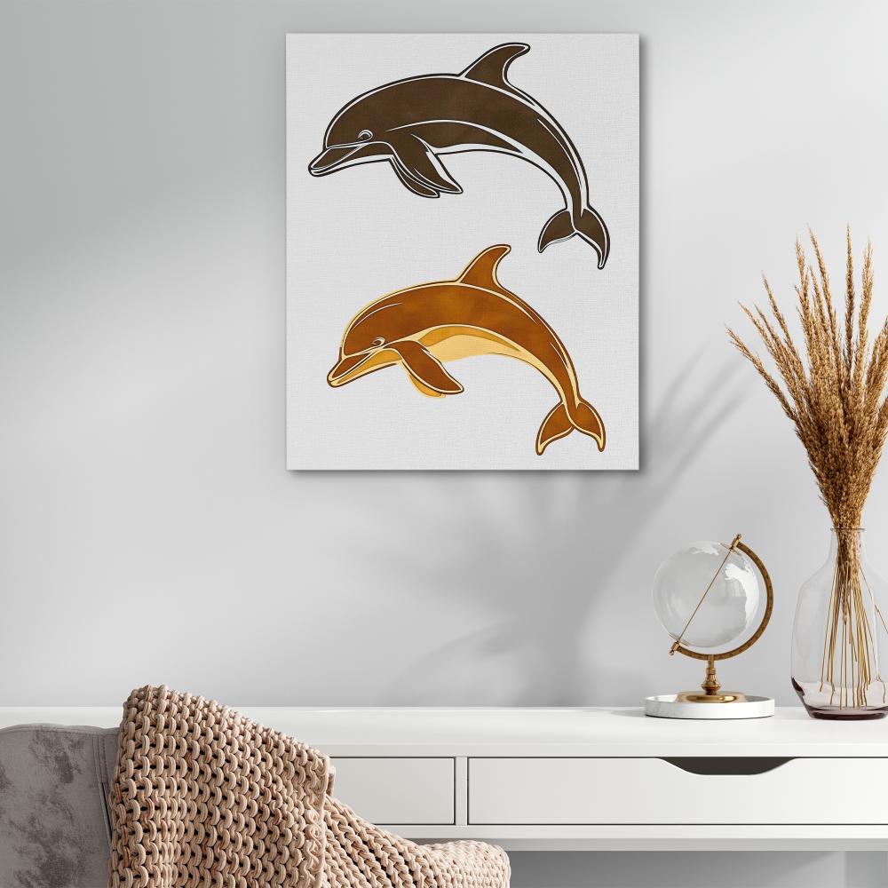 Abstract Dolphin Duo - Luxury Wall Art
