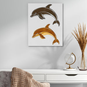 Abstract Dolphin Duo - Luxury Wall Art