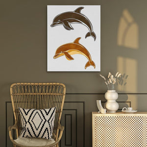 Abstract Dolphin Duo - Luxury Wall Art