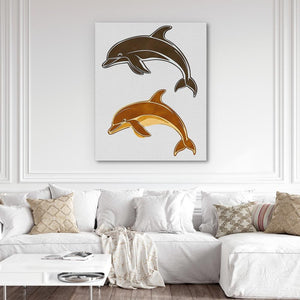 Abstract Dolphin Duo - Luxury Wall Art