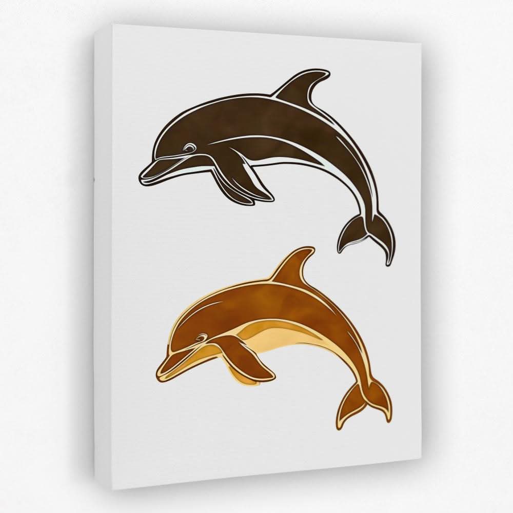 Abstract Dolphin Duo - Animals Canvas Wall Art
