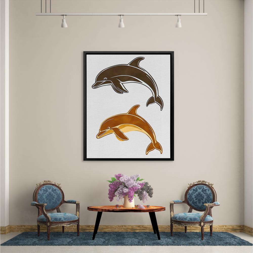 Abstract Dolphin Duo - Luxury Wall Art