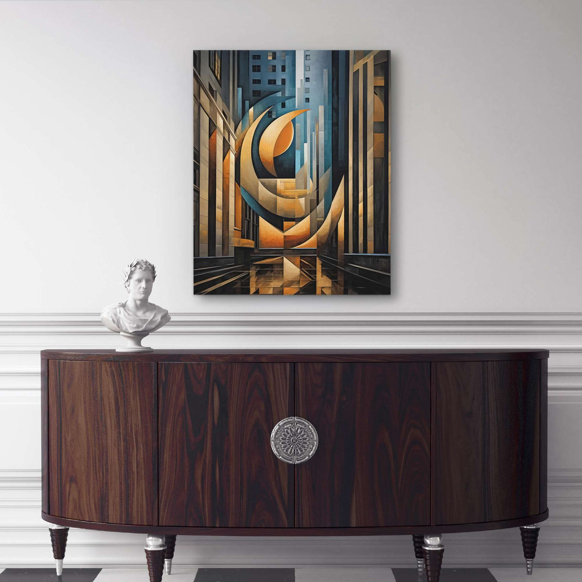 Abstract Financial District - Wall Street Wall Art in Black Frame