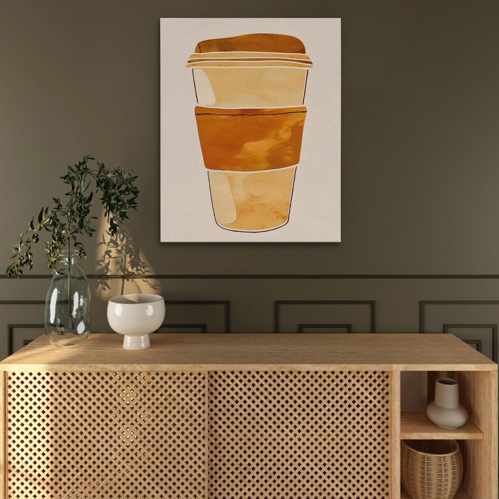 a painting of a coffee cup on a white background