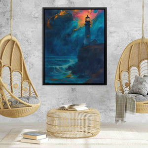 Midnight Lighthouse Beacon Canvas Print - Luxury Wall Art 