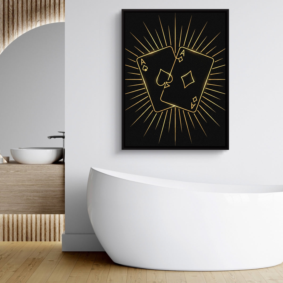Aces Golden Radiance — aces golden radiance sq bathroom hotel 1port framed black