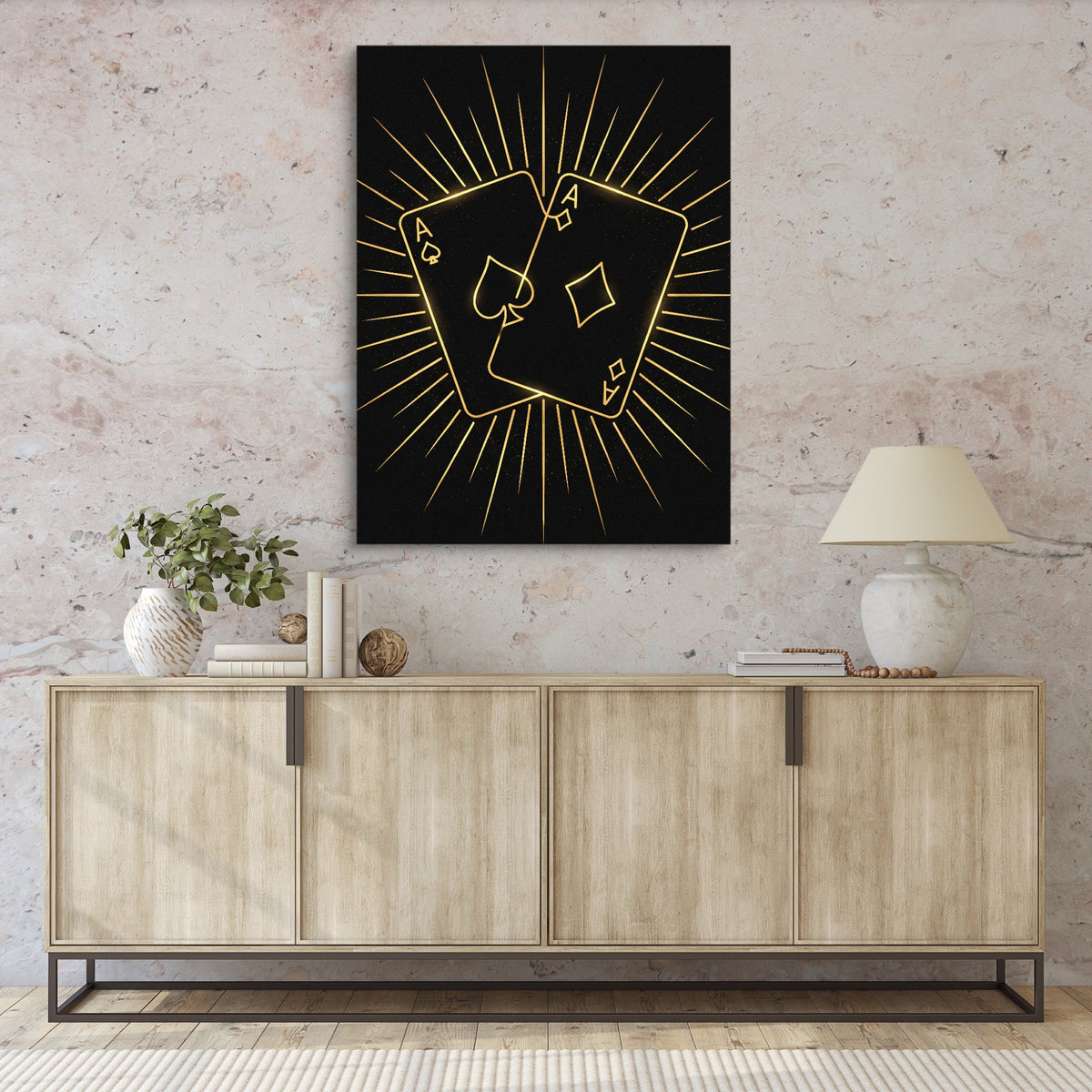 Aces Golden Radiance — aces golden radiance sq hallway granite wall 1port flush print