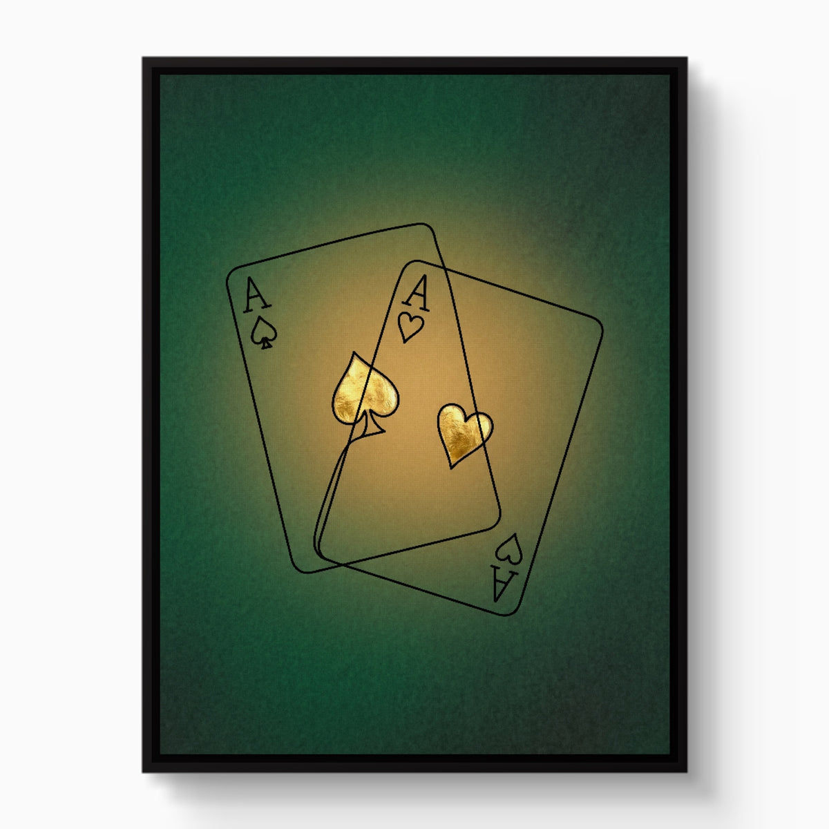 Aces Golden Suits — aces golden suits white studio framed black