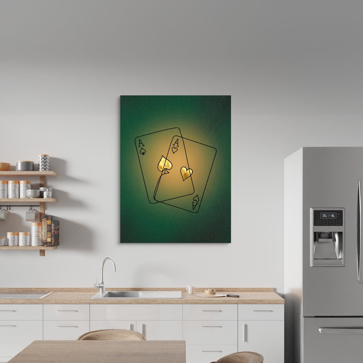 Aces Golden Suits — aces golden suits sq kitchen wall 1port flush print